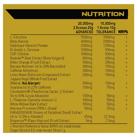 Alpha Neon Darkside Onslaught ULTIMA 420g Ingredients gym supplements