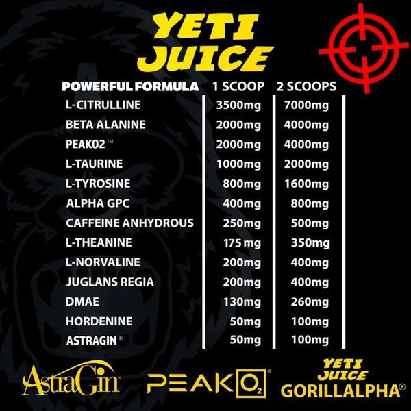 Gorillalpha Yeti Juice Pre Workout 480g GymSupplements.co.uk