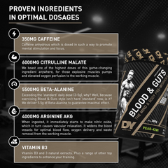 DY Nutrition blood guts pre workout nutritional information