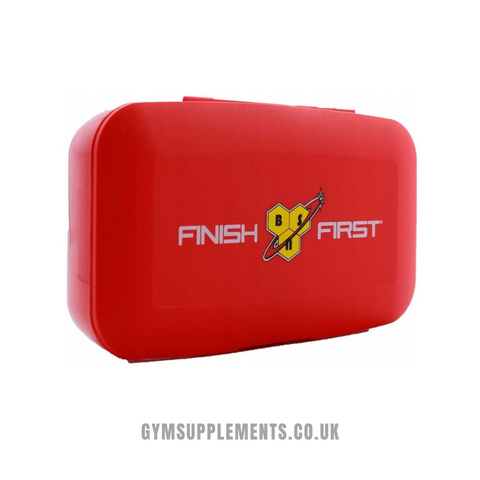 BSN Pill Box Supplement Capsule Organiser Tablet Caplets In Red