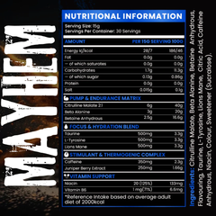 SWOLE-Lifestyle-MAYHEM-Pre-Workout-450g-nutritional-information