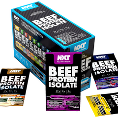 NXT Nutrition beef protein isolate sachet box multiple flavours 20 servings