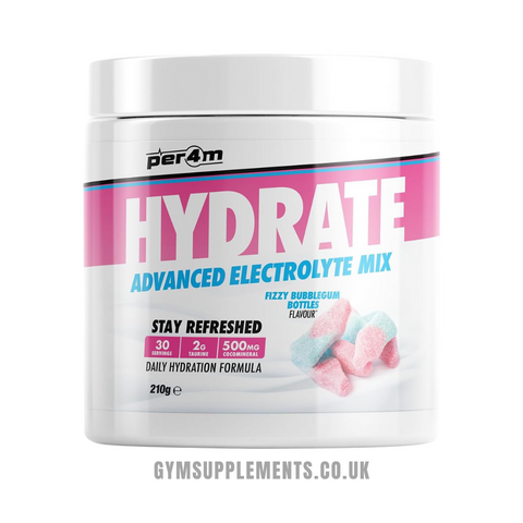 PER4M Hydrate Advanced Electrolyte Mix in Fizzy Bubblegum Bottles Flavour, 30 servings tub