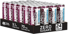 Optimum Nutrition ON Essential Amino Energy + Electrolytes, Sugar Free Energy Drink with Electrolytes and Caffeine, Mixed Berry, 24 Pack, 250 ml - Gymsupplements.co.uk