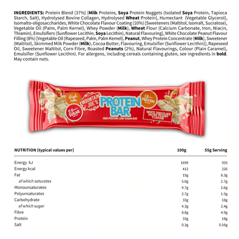 Mountain Joe's Protein Bar 12X55g White Chocolate Salted Peanut