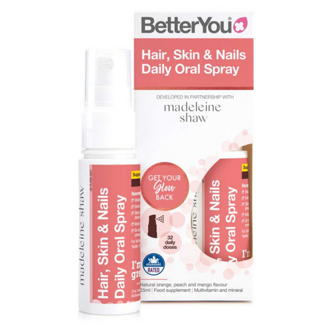 BetterYou Hair, Skin & Nails Daily Oral Spray, Natural Orange, Peach & Mango - 25 ml - Gymsupplements.co.uk