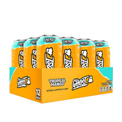GHOST Energy Drink - Zero Sugar - Tropical Mango 12 x 500ml - Gymsupplements.co.uk