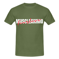 MuscleAmmo 'Fearless' Print Muscle Fit T-Shirt - Military Green - GymSupplements.co.uk