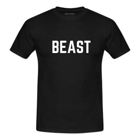 MuscleAmmo 'BEAST' Print Muscle Fit T-Shirt - Black - GymSupplements.co.uk