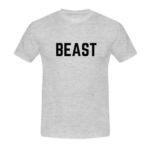 MuscleAmmo 'BEAST' Print Muscle Fit T-Shirt - Grey - GymSupplements.co.uk