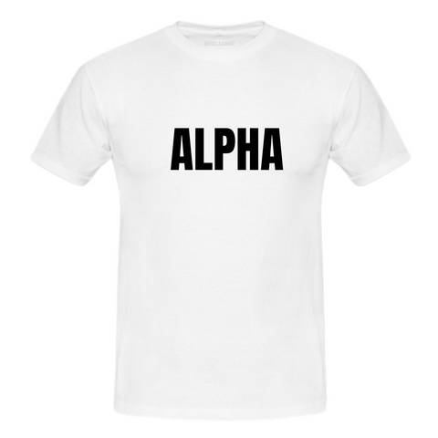 MuscleAmmo 'ALPHA' Print Muscle Fit T-Shirt - White - GymSupplements.co.uk