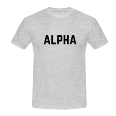 MuscleAmmo 'ALPHA' Print Muscle Fit T-Shirt - Grey - GymSupplements.co.uk
