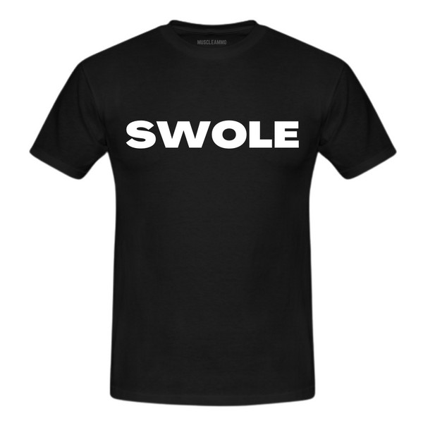 MuscleAmmo 'SWOLE' Print Muscle Fit T-Shirt - Black - GymSupplements.co.uk
