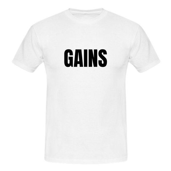 MuscleAmmo GAINS Print Muscle Fit T-Shirt - White - GymSupplements.co.uk