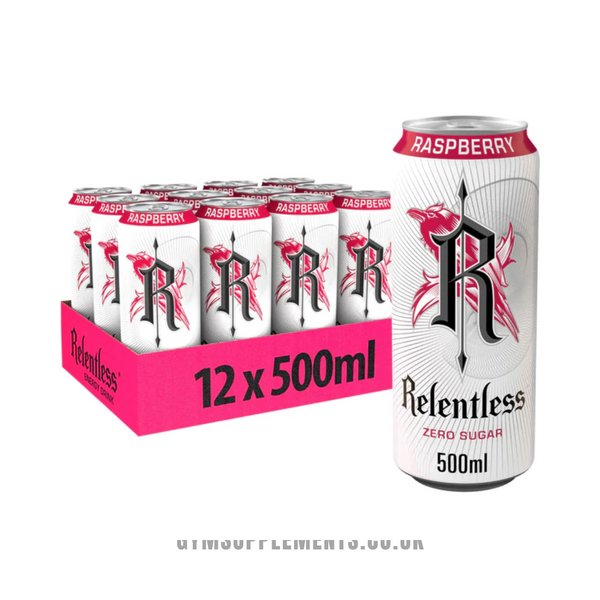 Relentless Raspberry Zero Sugar Energy Drink 12 x 500ml