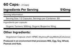 Warrior Core Turmeric & Bioperine 60 Tabs