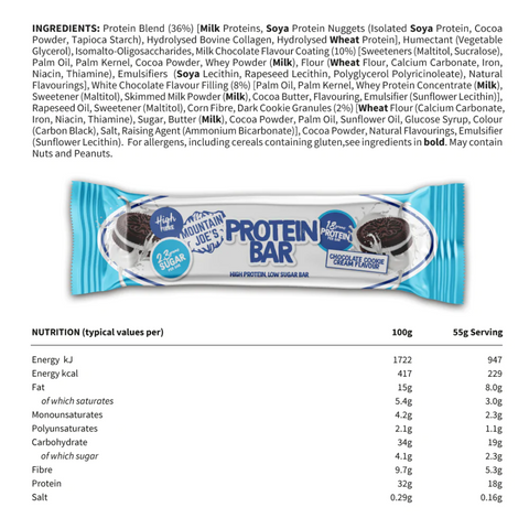 Mountain Joe's Protein Bar - Chocolate Cookie Cream 1x55g