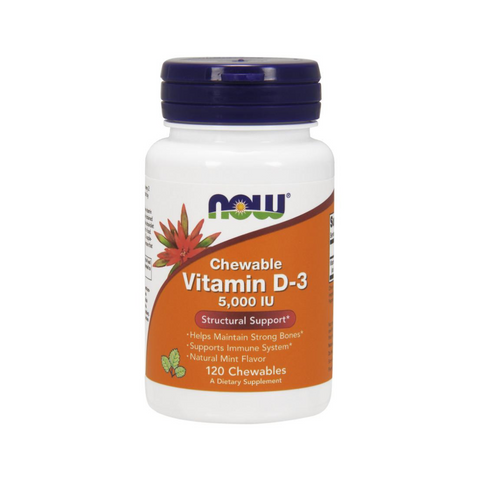 NOW Foods Vitamin D-3 5000 IU 120 Mint Flavour Chewables