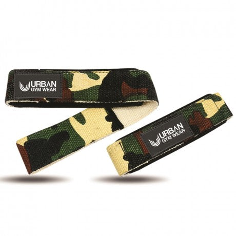 URBAN GYM WEAR PADDED LIFTING STRAPS - WOODLAND CAMO - Supplements-Direct.co.uk